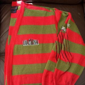 Freddy Nightmare on Elm Street Halloween Cardigan Sweater Hot Topic LG Large